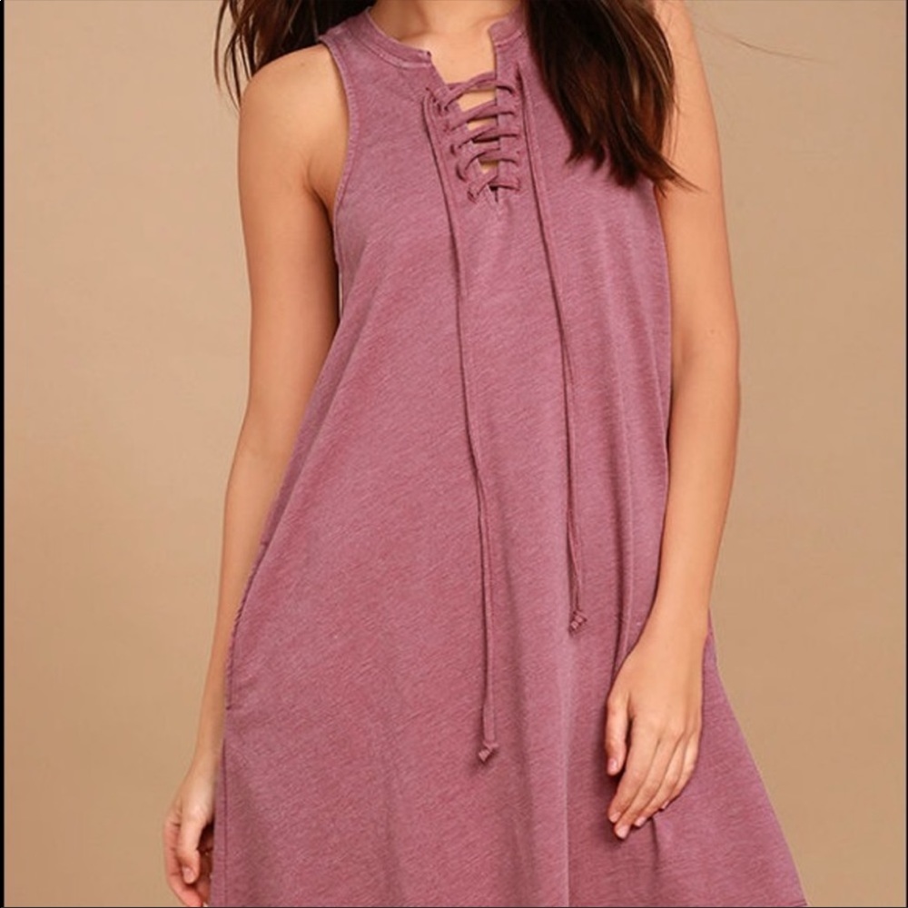Z Supply All Tied Up Rusty Rose Lace-Up Dress